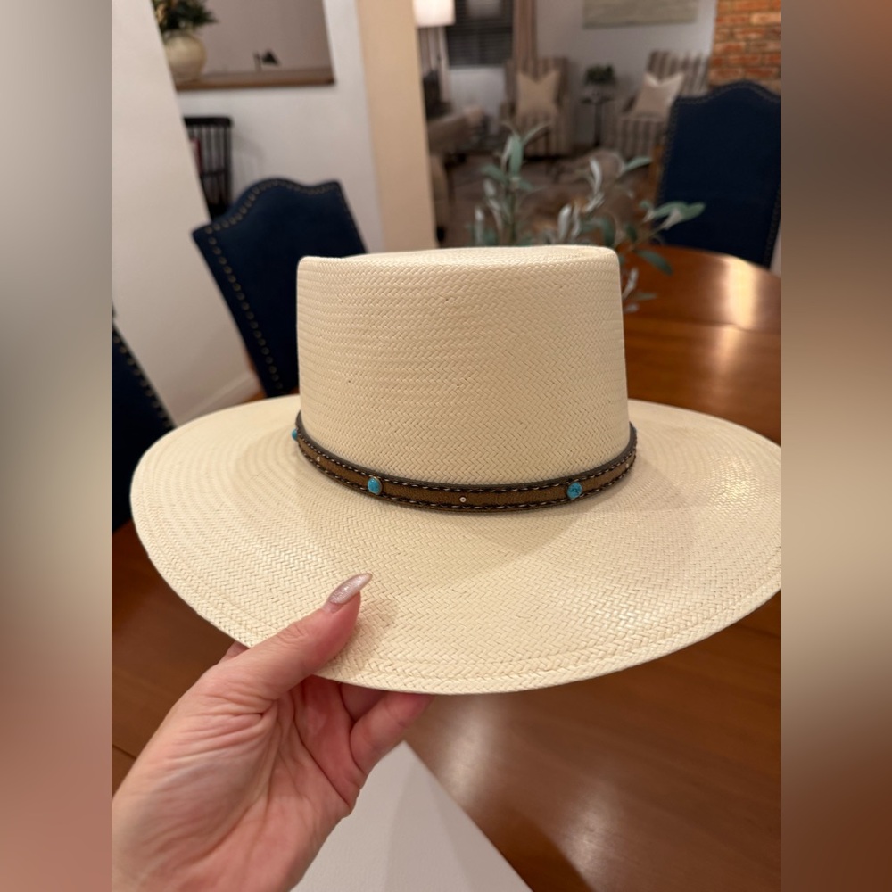 STETSON Cream Western Cowboy Hat with Brown Band